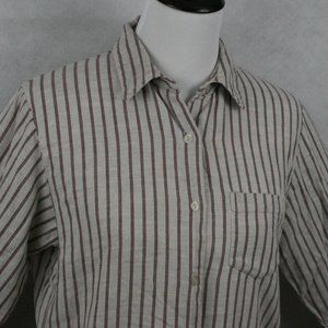 Victoria's Secret Stripe Heather Gray Cotton Blouse SZ M EUC